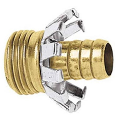 MAKEITHAPPEN 0.75 in. Green Thumb Clincher Hose Mender Male Connector&#44; Brass MA697234